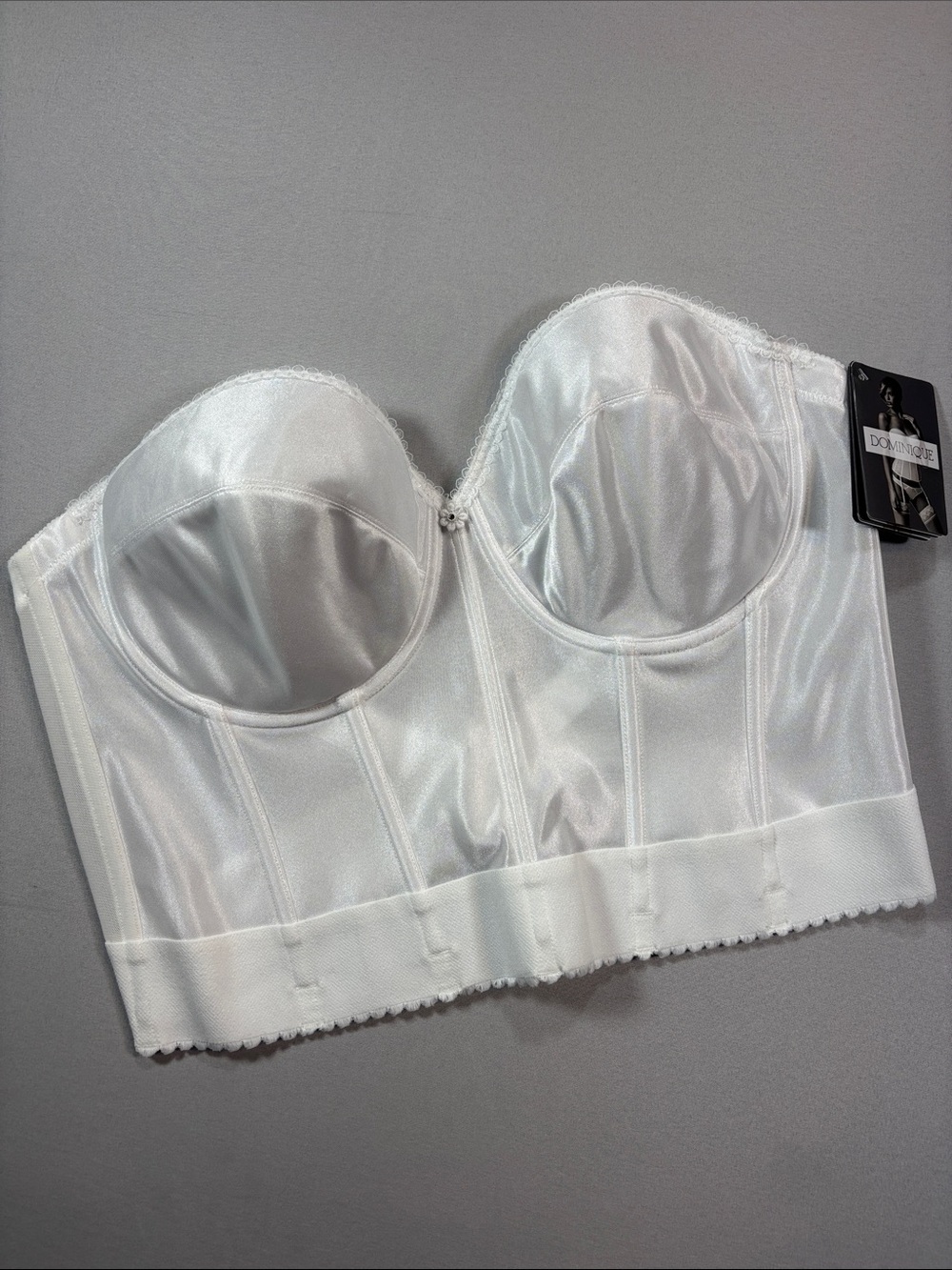 Dominique Satin Longline Strapless Bridal Bustier in White NWT